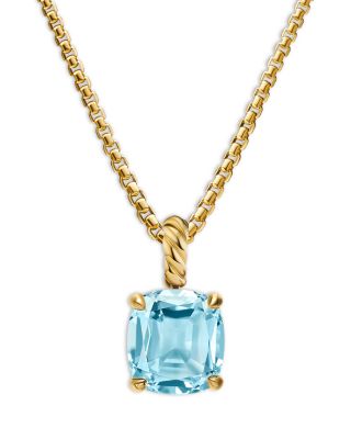 Marbella Pendant in 18K Yellow Gold with Sky Blue Topaz or Prasiolite, 12mm