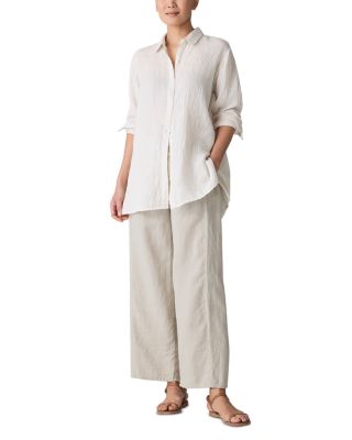 Puckered Linen Striped Shirt