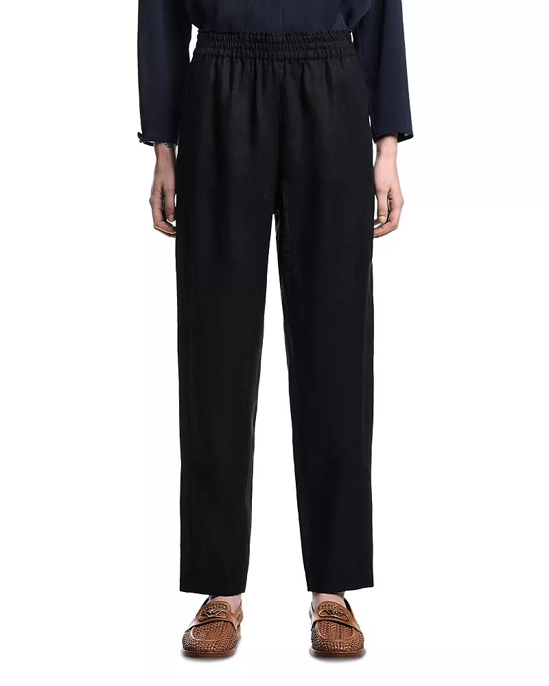 Emporio Armani Elasticated Waist Linen Trousers