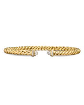 Cablespira&reg; Flex Station Bracelet in 18K Yellow Gold with Diamonds, 4mm