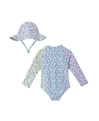 Girls' Long Sleeve Floral Rashguard & Scrunchie Set - Baby