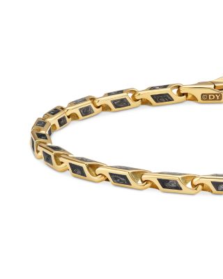 Streamline&reg; Faceted Chain Bracelet in 18K Yellow Gold with Forged Carbon, 4.3mm