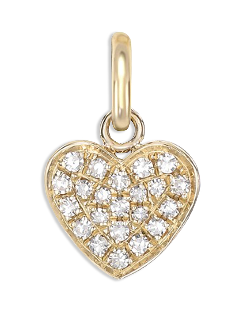 Zoe Lev 14k Yellow Gold Diamond Cluster Small Heart Charm Pendant In Gold