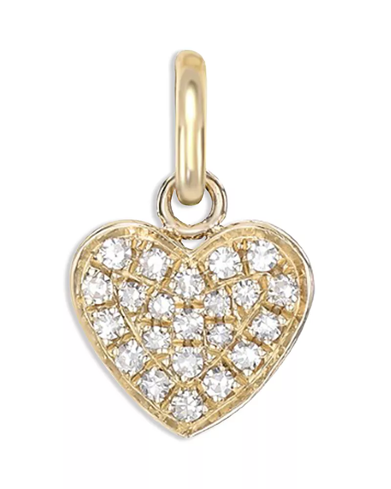 Zoe Lev 14K Yellow Gold Diamond Cluster Small Heart Charm Pendant