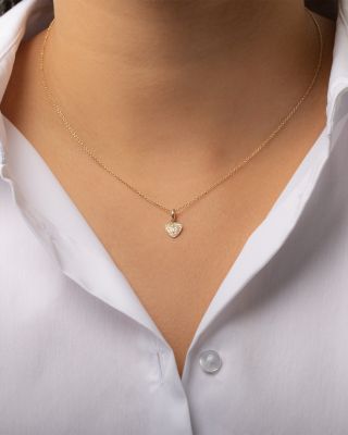 14K Yellow Gold Diamond Cluster Small Heart Charm Pendant