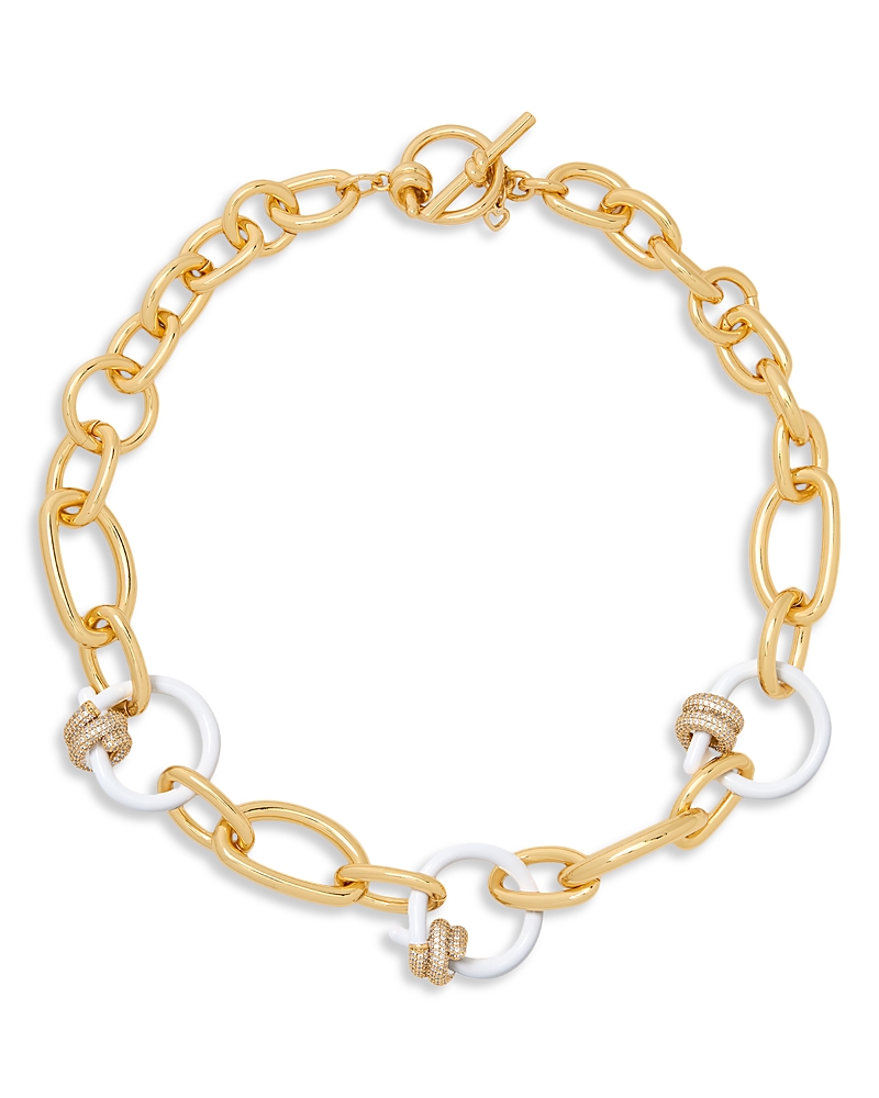 Kate Spade New York Ropes & Knots Cubic Zirconia & Enamel Large Link Toggle Collar Necklace, 18