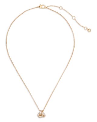 Cubic Zirconia Pav&eacute; Love Knot Pendant Necklace, 16-19"