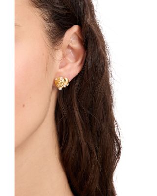 Beachside Imitation Pearl & Cubic Zirconia Shell Stud Earrings