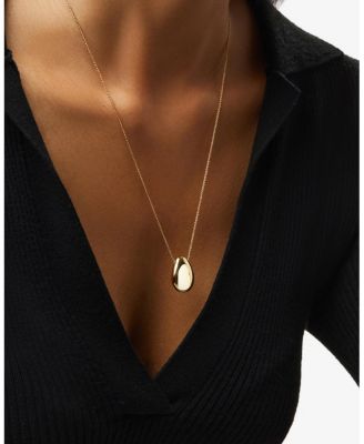 Gold Pendant Necklace - Pebble