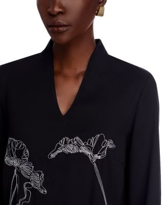 Embroidered V Neck Blouse