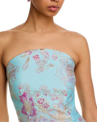 Sleeveless Metallic Multi Jacquard Gown