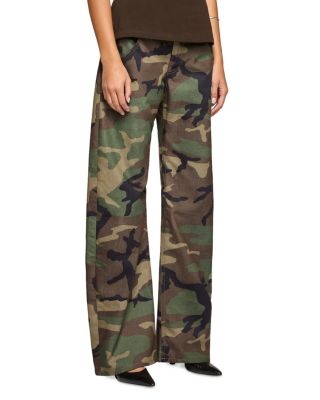 Enzo Mid Rise Barrel Leg Jeans in Camo