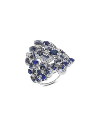 Miseno Jewelry 18K White Gold Ischia Ombre Blue Sapphire & Diamond Flower Cluster Ring