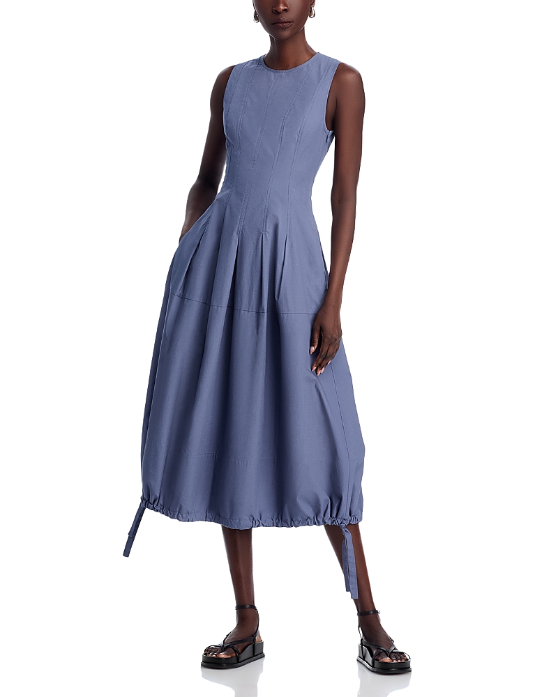 Proenza Schouler White Label Mens Slate Marley Pleated Cotton-poplin Midi Dress In Blue