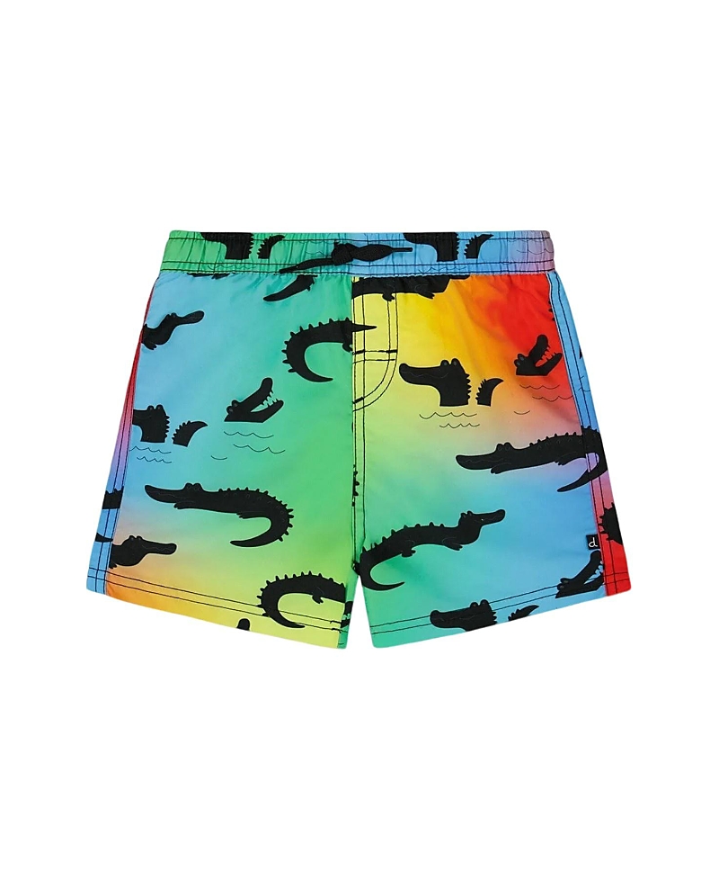 Deux Par Deux Boy's Printed Boardshorts Multicolored Crocodile In Multicolored Crocodile