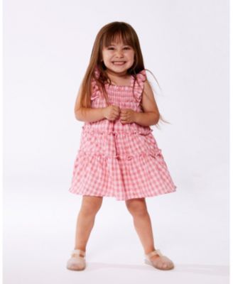  Girls' Smocked Layered Dress with Frill Sleeve - Little Kid