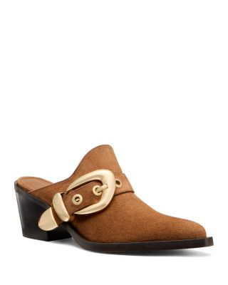 Stuart Weitzman - Women's Maven Almond Toe Western Style Block Heel Mules