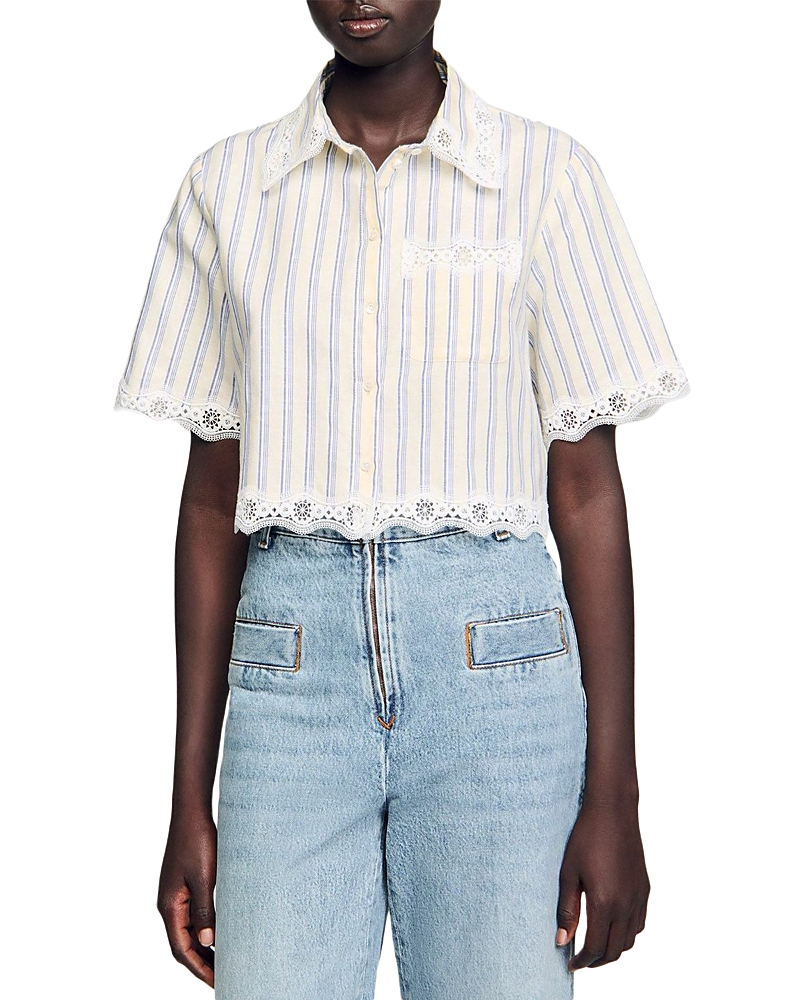 Sandro Striped Cropped Shirt