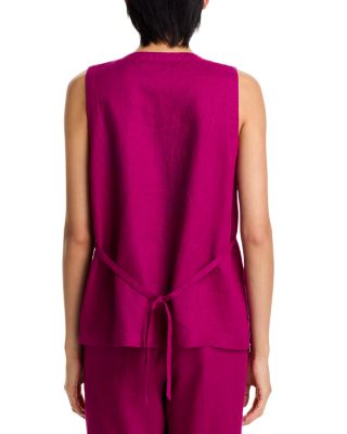 Linen Round Neck Long Vest