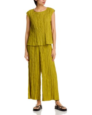 Crushed Silk Wide Leg Ankle Pants