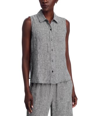 Eileen Fisher - Linen Striped Sleeveless Shirt
