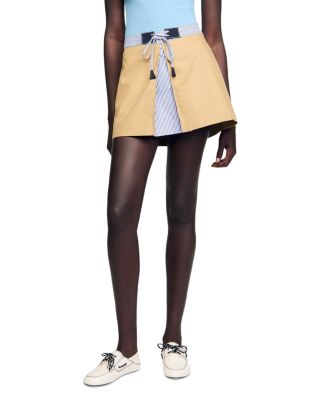 Sandro - Short Dual Material Skirt