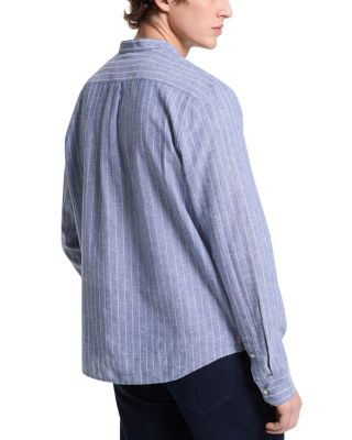 Stripe Band Collar Button Down Shirt 