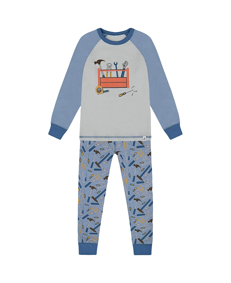Deux par Boys' Organic Cotton Long Sleeve Top and Pants Two-Piece Pajama Set - Little Kid, Big Kid