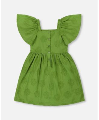  Girls' Frill Sleeve Dress with Embroidery - Big Kid