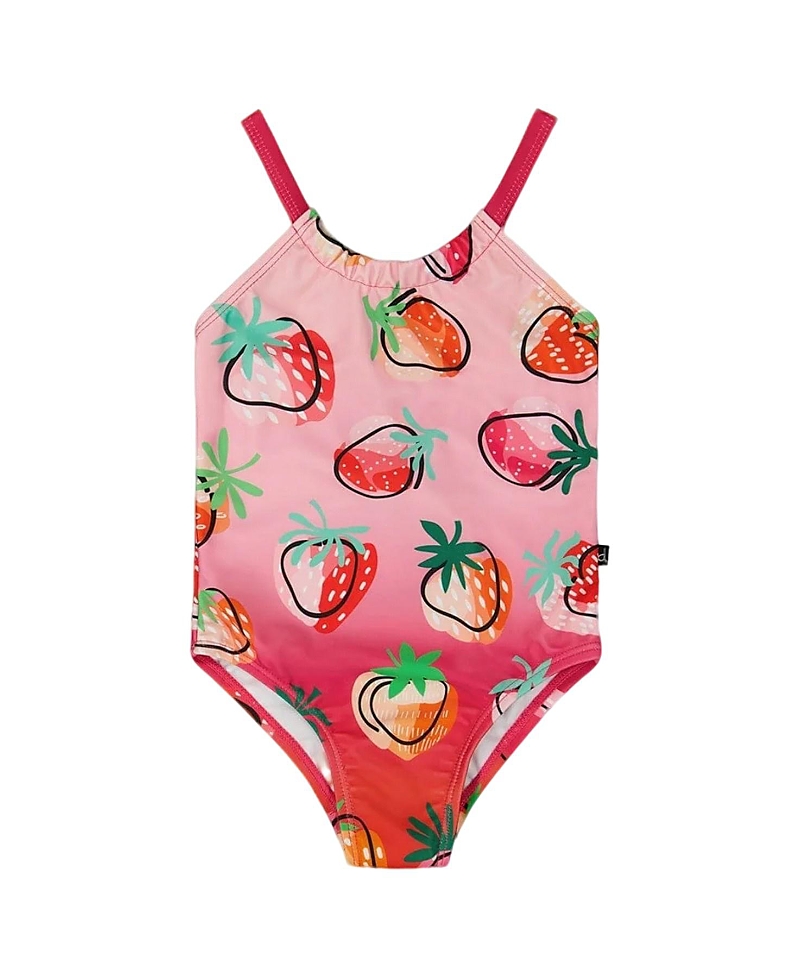 Deux Par Deux Girl's Printed One-piece Swimsuit Pink Gradient Strawberry