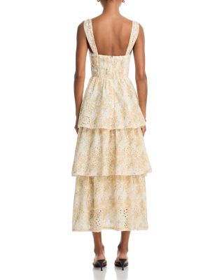 Floral Eyelet Tiered Midi Dress - Exclusive