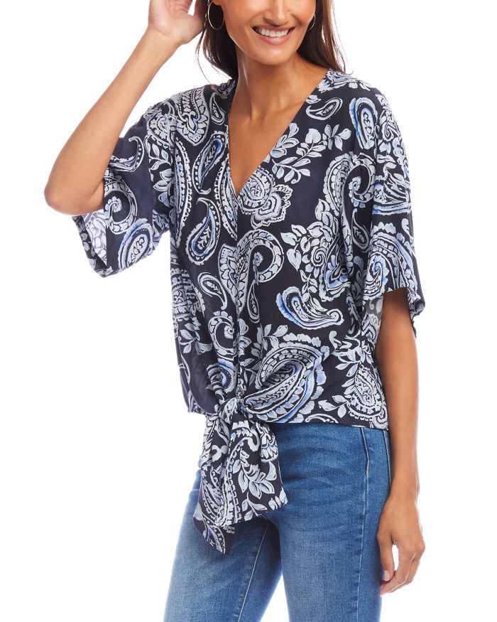 Flutter Sleeve Tie Front Top