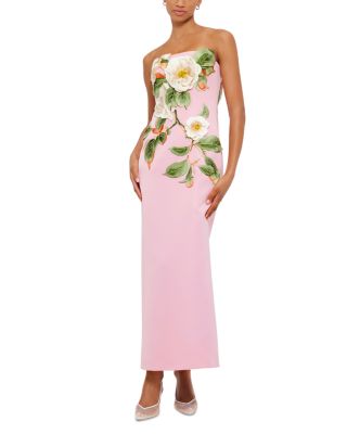 LEO LIN - Rayna Appliqu&eacute; Floral Bustier Maxi Dress