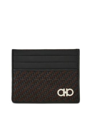Gancio Woven Leather Card Case