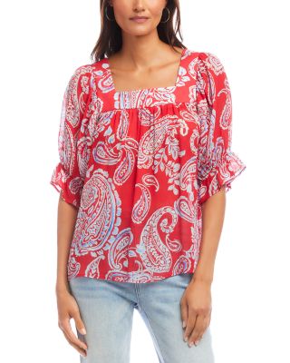 Karen Kane Ruffle Sleeve Square Neck Top