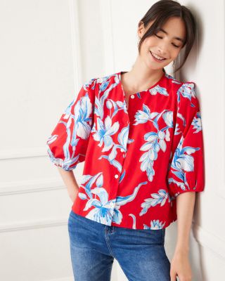 Puff Sleeve Button Front Shirt