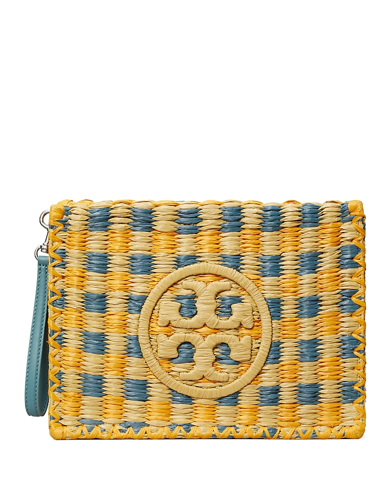Tory Burch Ella Hand-crocheted Pouch In Deep Turquoise