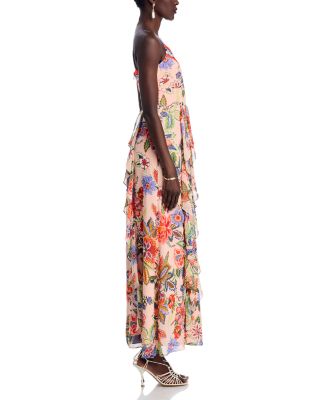 Floral Cascade Ruffle Maxi Dress