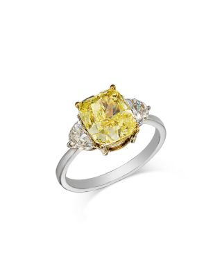 Bloomingdale's Fine Collection - Certified Lab Grown White & Yellow Elongated Cushion Cut Diamond Engagement Ring in 18K White & Yellow Gold, 3.65 tcw