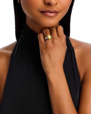 Certified Lab Grown White & Yellow Radiant Cut Diamond Engagement Ring in 18K White & Yellow Gold, 4.1 tcw