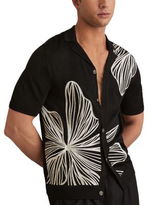 REISS - Printed Short Sleeve Camp Shirt