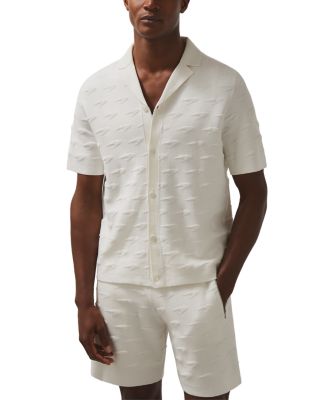 REISS - Speedmark Knitted Short Sleeve Camp Shirt