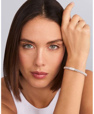 Sterling Silver Pav&eacute; Diamond Caviar Bracelet