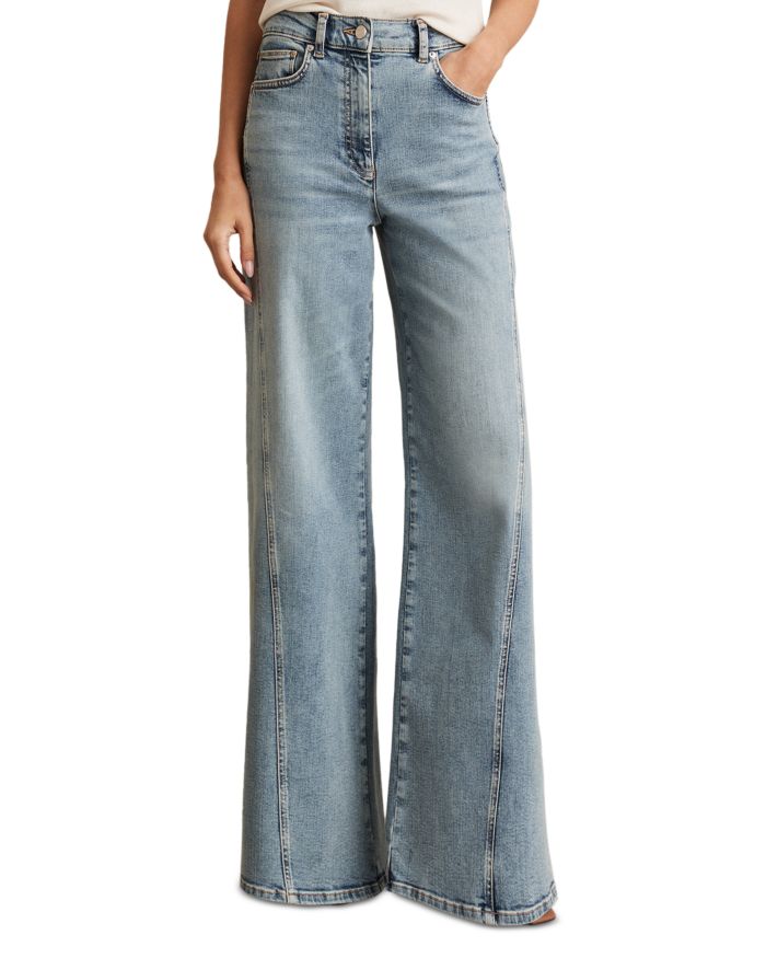 Fern Twist Seam High Rise Wide Leg Jeans Light Blue