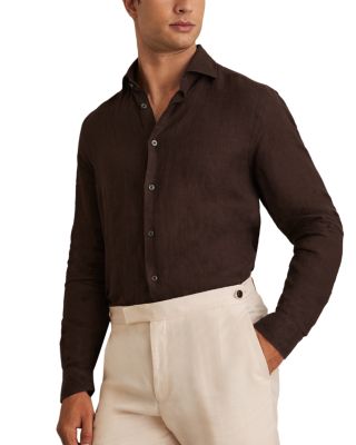 Ruban Long Sleeve Button Front Linen Shirt