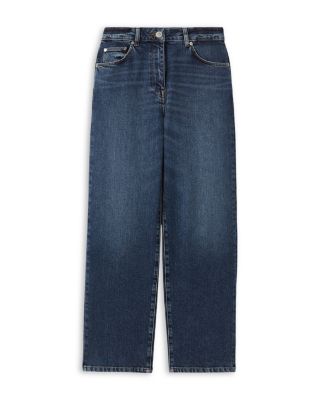 Selin Straight Leg Mid Rise Jeans in Mid Blue