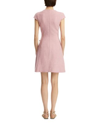 Cap Sleeve Butterfly Detail Split Skirt Tweed Dress  