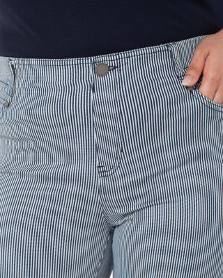 Gia Glider Crop Flare Jeans in Navy White Stripe