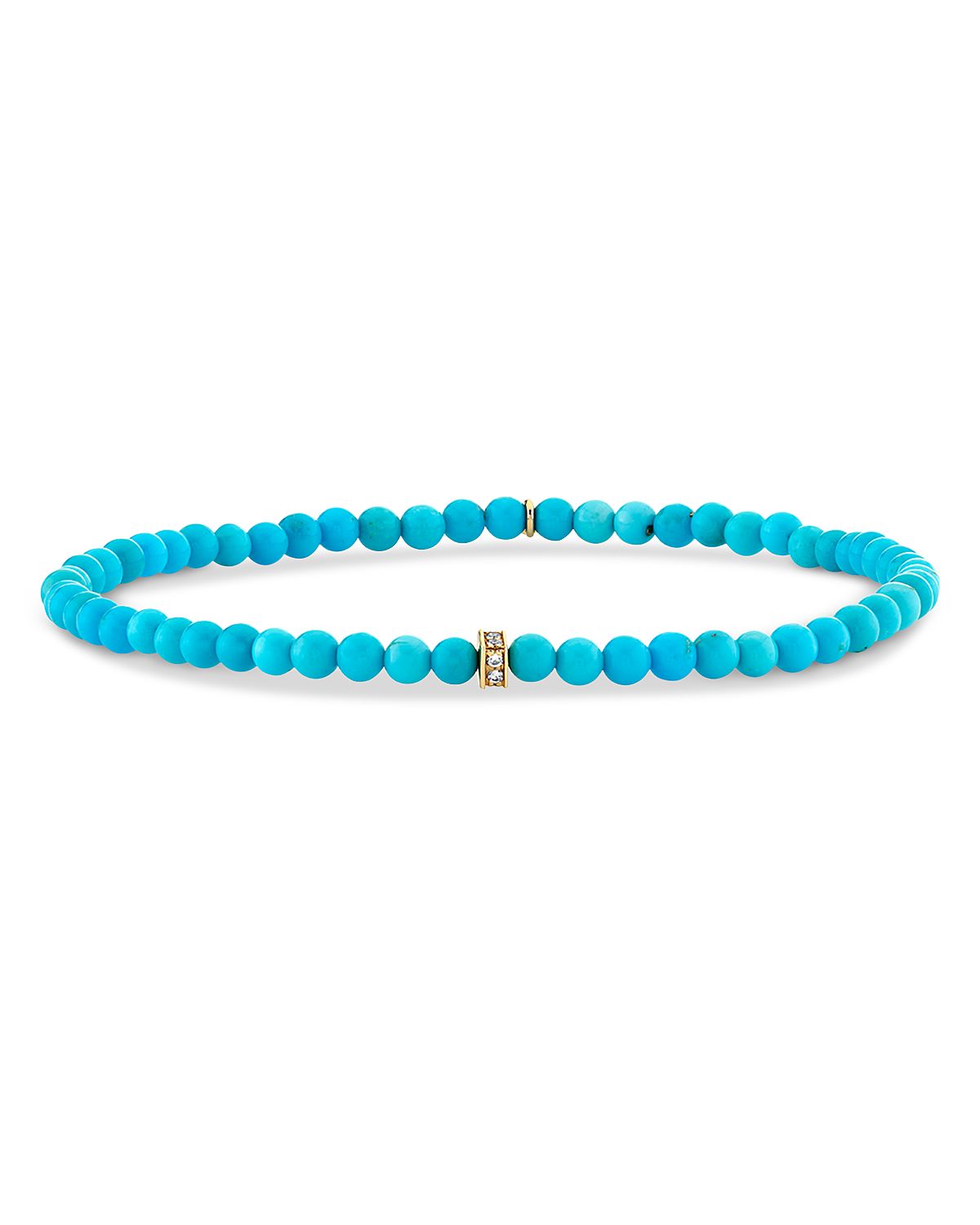 Sydney Evan 14K Yellow Gold Diamond Accent Turquoise Bead Stretch Bracelet