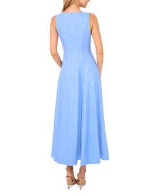 Sleeveless V Neck Pleated Maxi Dress